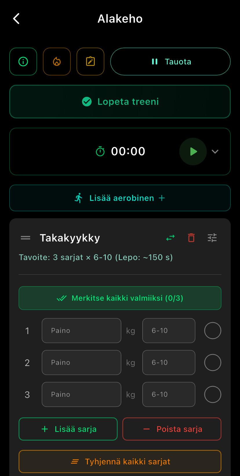Treeni-näkymä