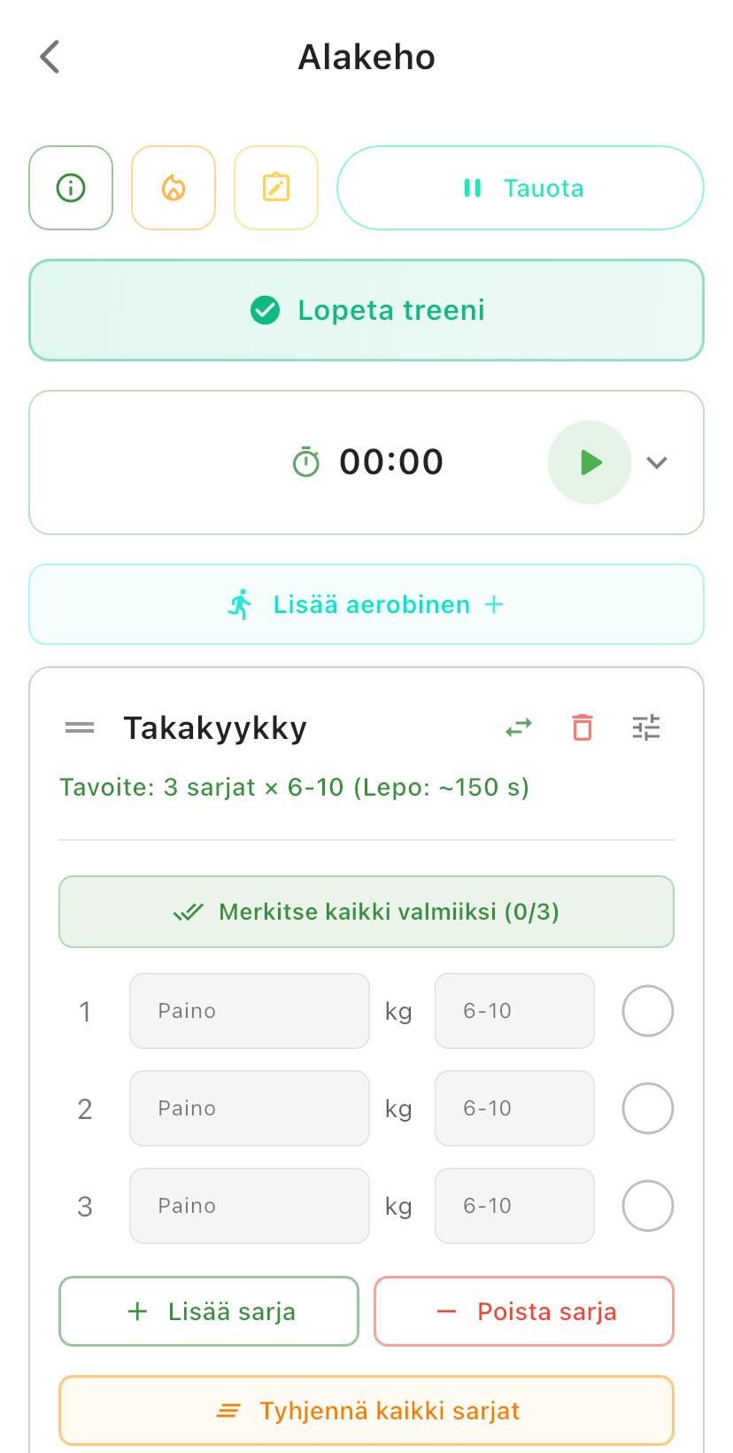 Treeni-näkymä