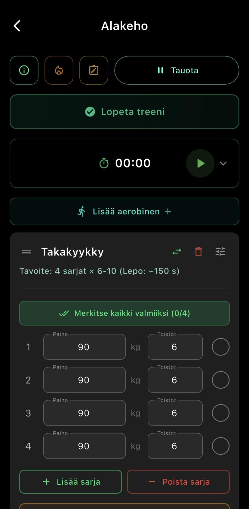 Treeni-näkymä